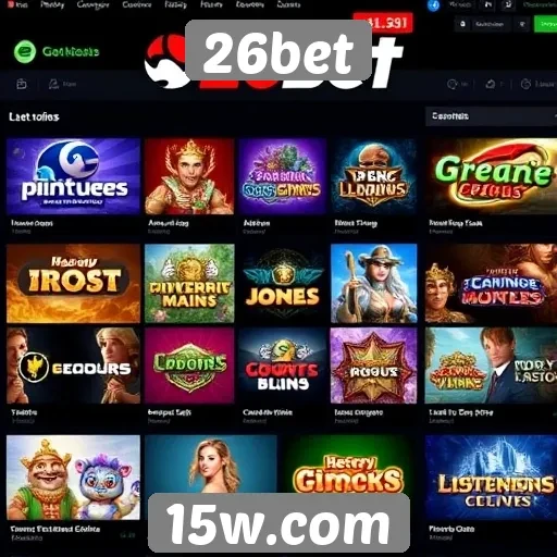 Variedade de jogos disponíveis na plataforma 26bet